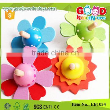 Milk Promotion Toys Flower Spinning Top Wooden Toy for kids