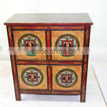 Chinese antique Tibet four door cabinet