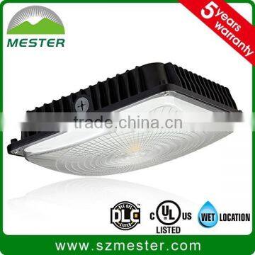 LED Canopy or Garage Light Fixture with UV-stabilized acrylic prismatic refractor