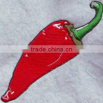 New design using embroidery machine sew out Red Pepper 100%embroidery patches iron on back