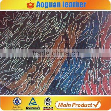 printing horse pattern PU solarium leather for shoes upper T6547 chian leather factory