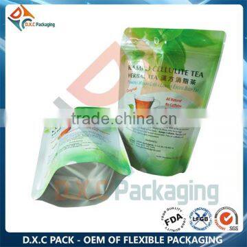 Laminating Material Plastic Tea Packaging Bag With Zipper