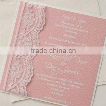 Elegant & romantic pink lace wedding invitations                        
                                                Quality Choice