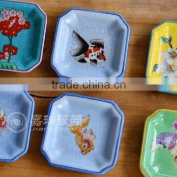 decorative Hand made ceramic Square plate factory