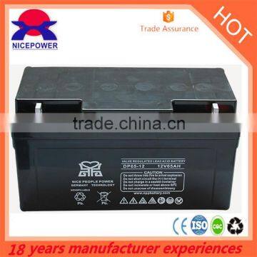 Valve Regulated Maintenance Free Lead Acid Battery 12V65 AH Battery Quality Choice