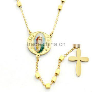 christianity rosary in stainless steel beads for rosary making cross pendants gold filled