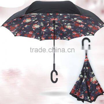 Black outside C handle inverted advertising/promotion/golf umbrella