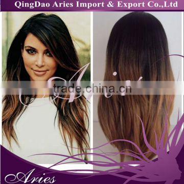 Glueless Ombre color Wavy Brazilian hair full lace Wigs for Women 130 Density