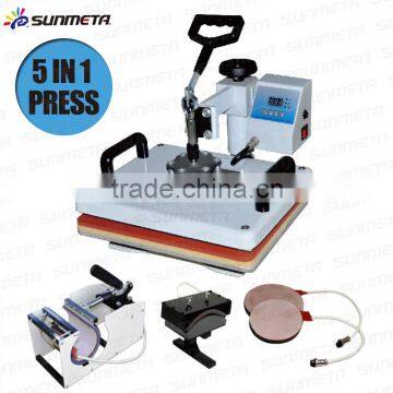 5 in 1 white Heat Press Transfer Sublimination Machine t shirting printing machine