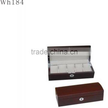 Small long wooden watch box for packing 5 watches