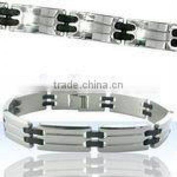 steel bracelet with rubber accents