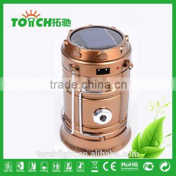 New Design Solar Lantern Outdoor Camping Light Golden Color Rechargeable Camp Lamp Torch Multifunctional Torch photo-5
