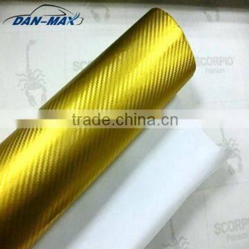 New fashion design gold Chrome 3D carbon fiber raw material vinyl film for car