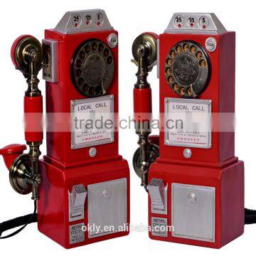 Novelty Wall Mount Telephone Stand Antique Telephone Rotary Red Color Old Fashion photo-1