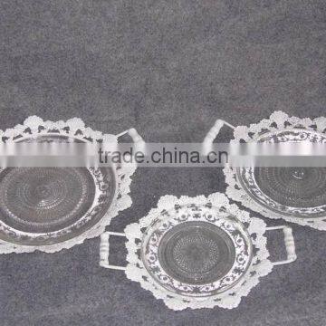 French white metal frame glass fruit plate