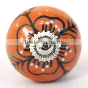 Ceramic Knobs/Cabinet Knobs/Drawer Knobs/Hand painted Knobs/Orange Knobs