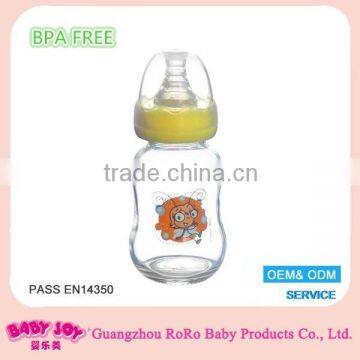 Hot wholesale glass baby feeding bottle set and nipple in china