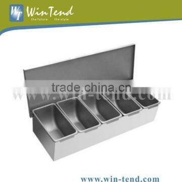 5 Compartments Stainless Steel Condiment Tray