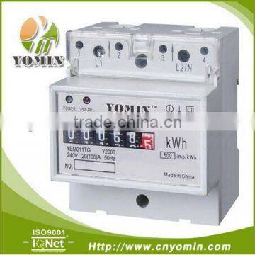 ISO 9001 Factory YEM011TG Single Phase Electronic Din Rail Energy Meter , Active Counter Energy Meter /