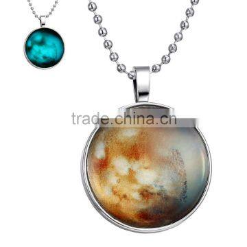 DIY jewelry Round Glass Necklace The Mars Glow in The Dark Jnecklace