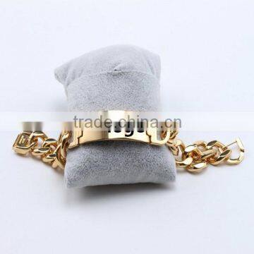 Stainless steel chain mens gold plated wide custom logo cuff bracelets