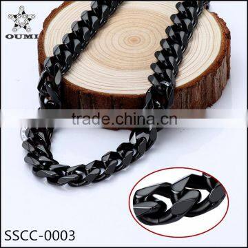 Alibaba Manufaturer Jewelry Black Color Curb Chain for Men Jewelry Stainless Steel Necklace