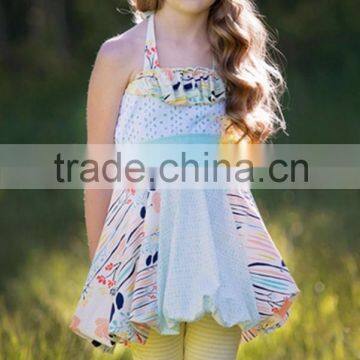 Wholesale Long Sleeve Chevron Floral Dress Matching Lace Ruffle Pants Baby Girls Clothing Sets photo-6