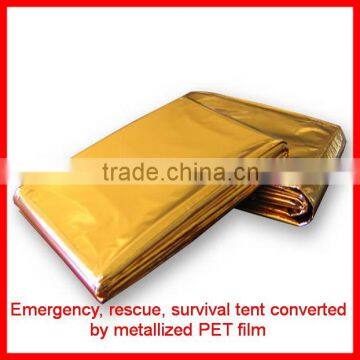 Gold silver color polyester survival tent/blanket