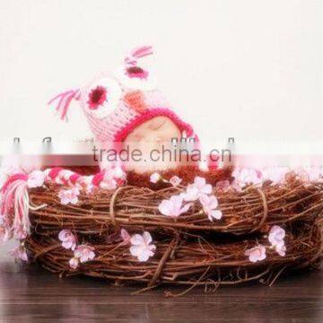 Crochet Baby Owl Hat, Baby Girl Hat, Photo Prop, Pink Owl Hat, Valentine's Day