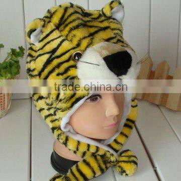 tiger shape winter hat,flush animal hat