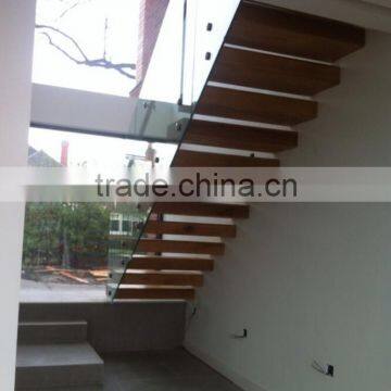 cantilevered staircase or floating staircase with wood tread