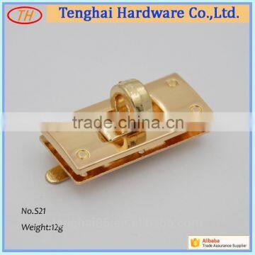 Zinc alloy handbag hardware fitting ,rectangle handbag lock,turn lock,