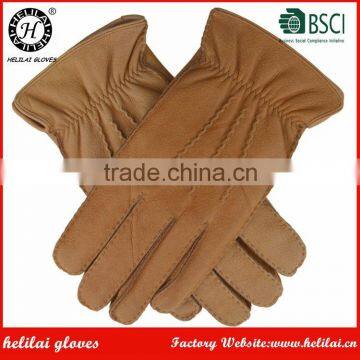 Men's Handsewn Cashmere Lined Yellow Deerskin Leather Gloves