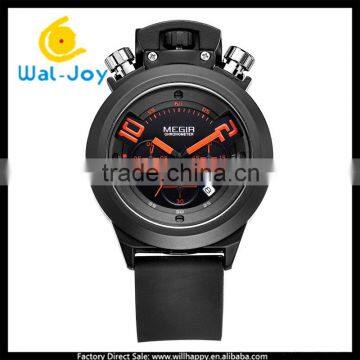 WJ-5486 silicone strap personality hot sale Megir brand waterproof men quartz watch