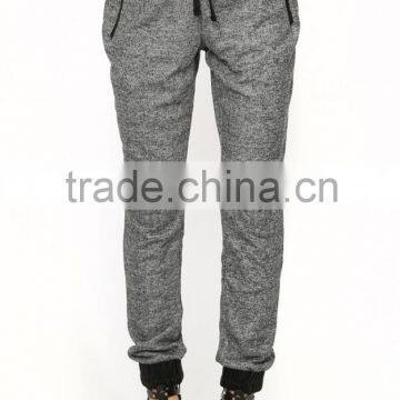 Fashion women sport jogger pants in grey with leather pocket waist