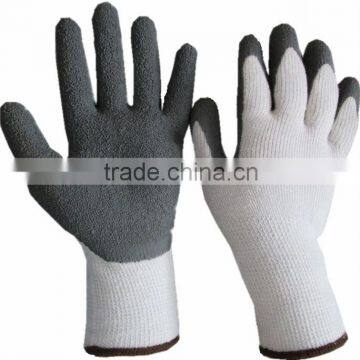 Crinkle latex coated white safety work gloves