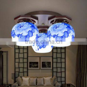 Chinese handmade blue and white porcelain led celling light