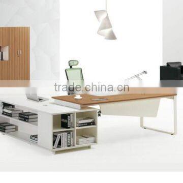 Trade Assurance Cream White Manager Office Desk And Chair With Side Table Bookshelf(FOH-ED-F2116)