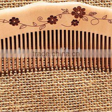 Natural handle combs peach material nature color hair wood comb hair combs with laser logo