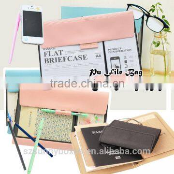 High quality A4 PU Velcro closure document file bags