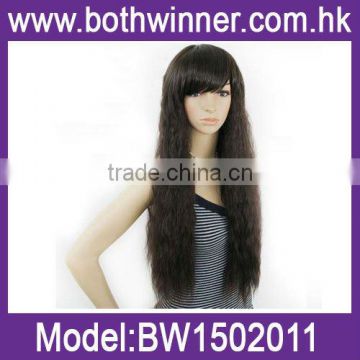 Womens Girls Bang Long Wavy Curly Wig