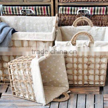 environmental hand woven sundries storage basket with handle
