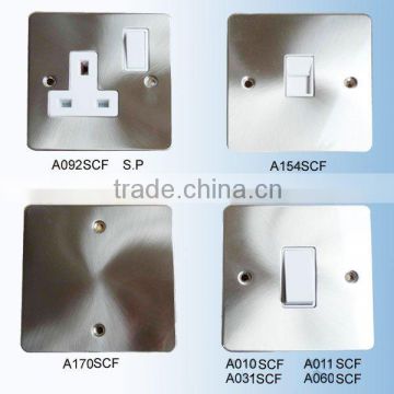 A094 A154 A170 A060 Flat Satin Chrome Wall Switch and Plate