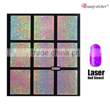 laser gold silver nail art vinyl sticker manicure guide stamp plate sticker DIY nail stencil