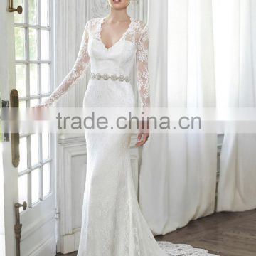 (MY11205) MARRY YOU V-neck Elgant Long Sleeve Lace Wedding Dresses