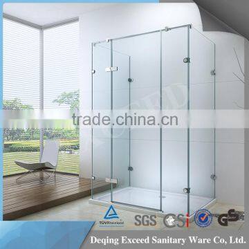 2016 High-end frameless big brass hinge shower screen