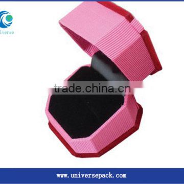 Blacking Lining Boxes Pink Customized Jewelry Box Flocking For Ring