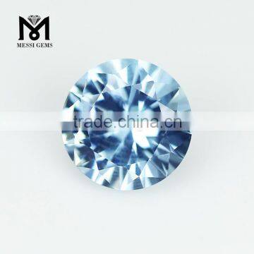 Wholesale Shining Round Diamond Cut Crystal Light Blue Nano Gemstone