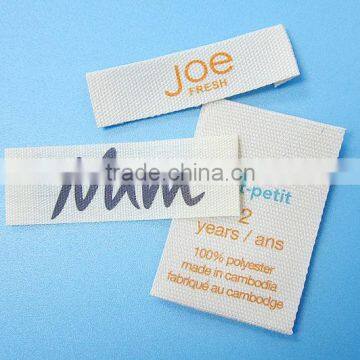 End Fold Silk Screen Printed 100% Cotton Care Labels