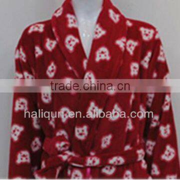 Cheap Microfiber Bathrobe Pinted Animal Coral Fleece Robe